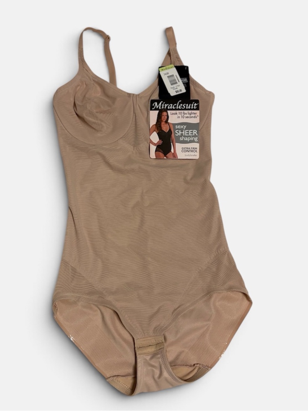 NWT Miraclesuit Sexy Sheer Extra Firm Bodybriefer Shapewear 36B Nude Underwire